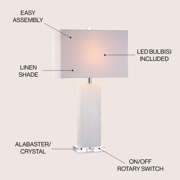 Tiggie 27" Alabaster LED Table Lamp - JONATHAN Y